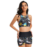 Bikini-Set mit hoher Taille, Sport-BH und bauchwegformender Boyshort